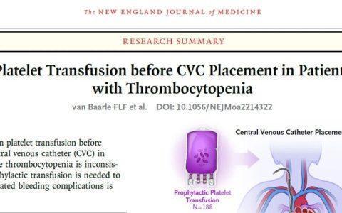 NEJM：深静脉穿刺前血小板输注对血小板减少症出血的影响
